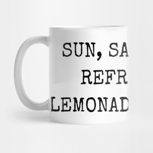 Sun, sand, and a refreshing lemonade in hand. Mug